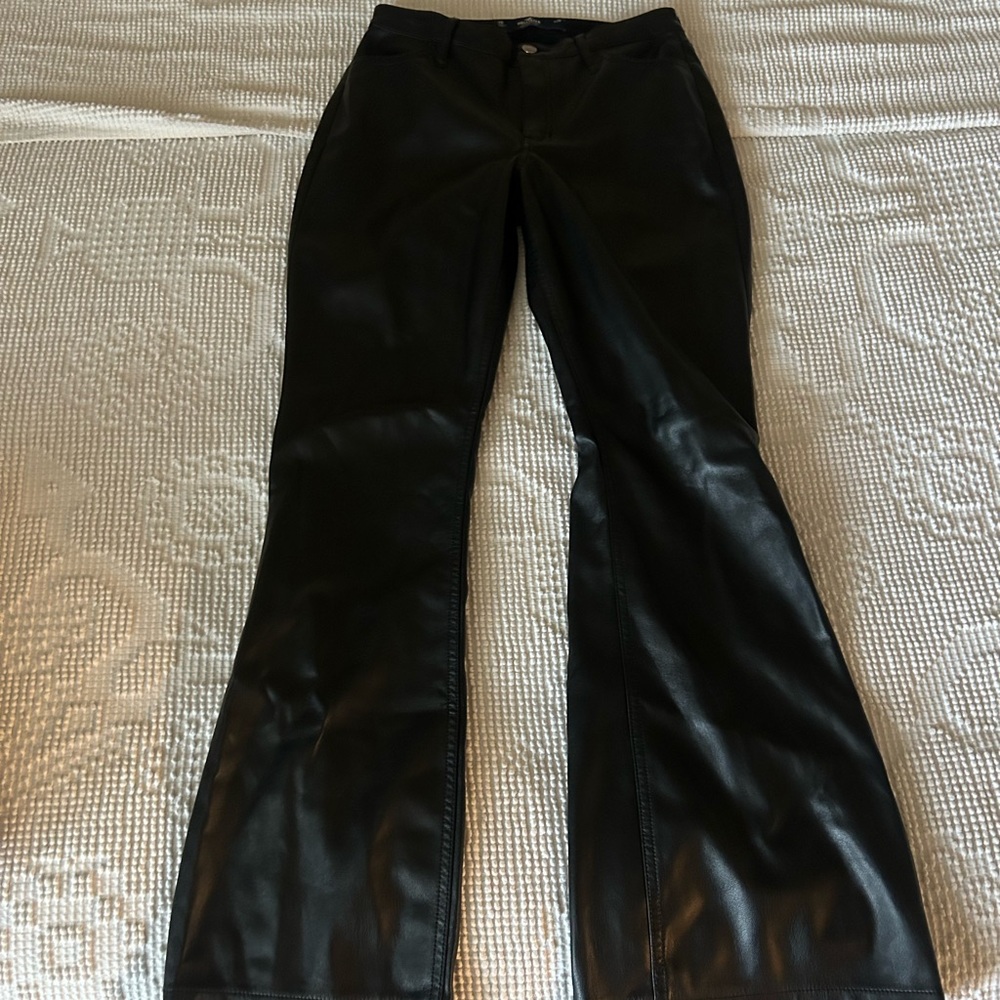 Hollister Black Faux Leather Flare Pants